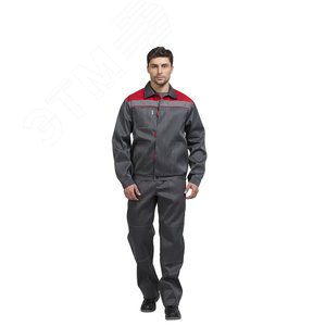 Костюм Тимбер РФ (ткань смесовая, 214), куртка, брюки, серый-красный, 112-116,182-188