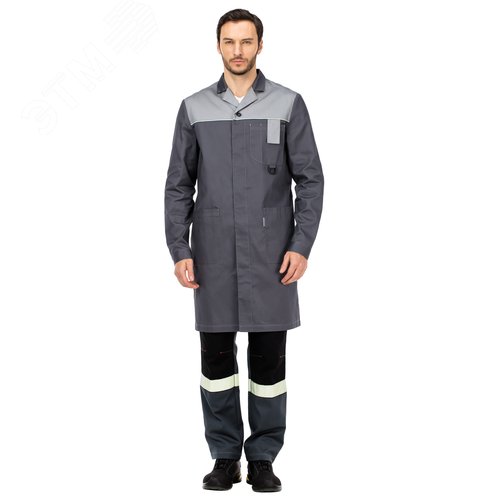 Изображение товара Халат муж. Технолог NEW (сер.-св.сер.), р. 88-92/170-176 (шт)