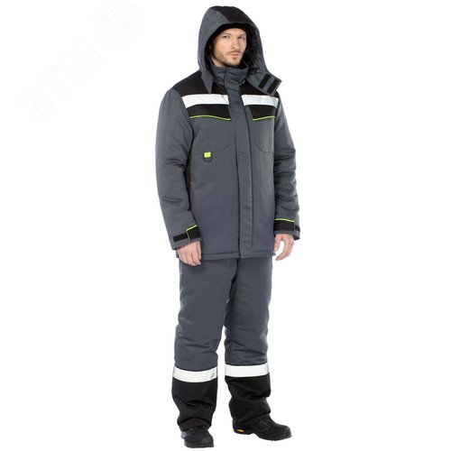 Изображение товара "Костюм мужской утепленный ""Джокер"" с пк цв. сер.-черн.-лайм р. 88-92/170-176" (компл)