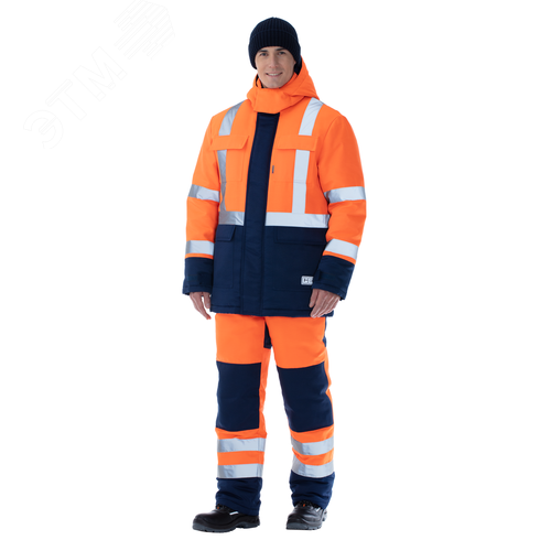 Изображение товара Костюм сигнальный утепленный Альянс с пк цв. фл.оранж.-син., р. 136-140/170-176 (компл)
