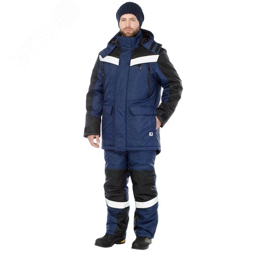 Изображение товара Костюм мужской утепленный Брансфилд с пк цв. синий-черный р.128-132/182-188 (компл)