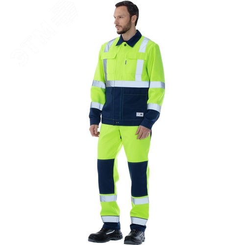 Изображение товара Костюм сигнальный Альянс с полукомбинезоном цв. флуоресцентно-лимон с синим, р. 96-100/170-176 (компл)