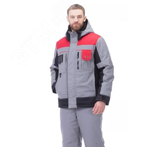 Изображение товара Костюм Виват NEW утепленный (сер.-красн.-черн.) с полукомбинезоном., р. 112-116/170-176 (компл)