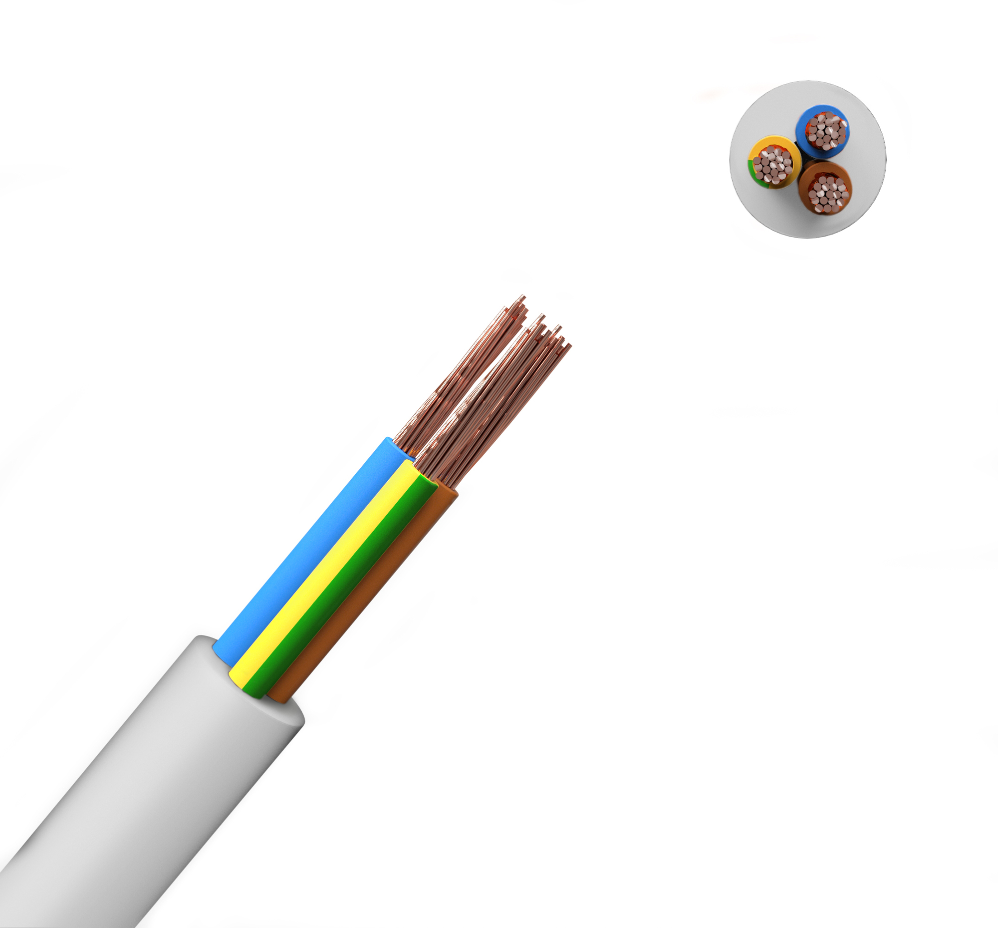 Провод ПВС 2х1+1х1белый (20м) ТРТС