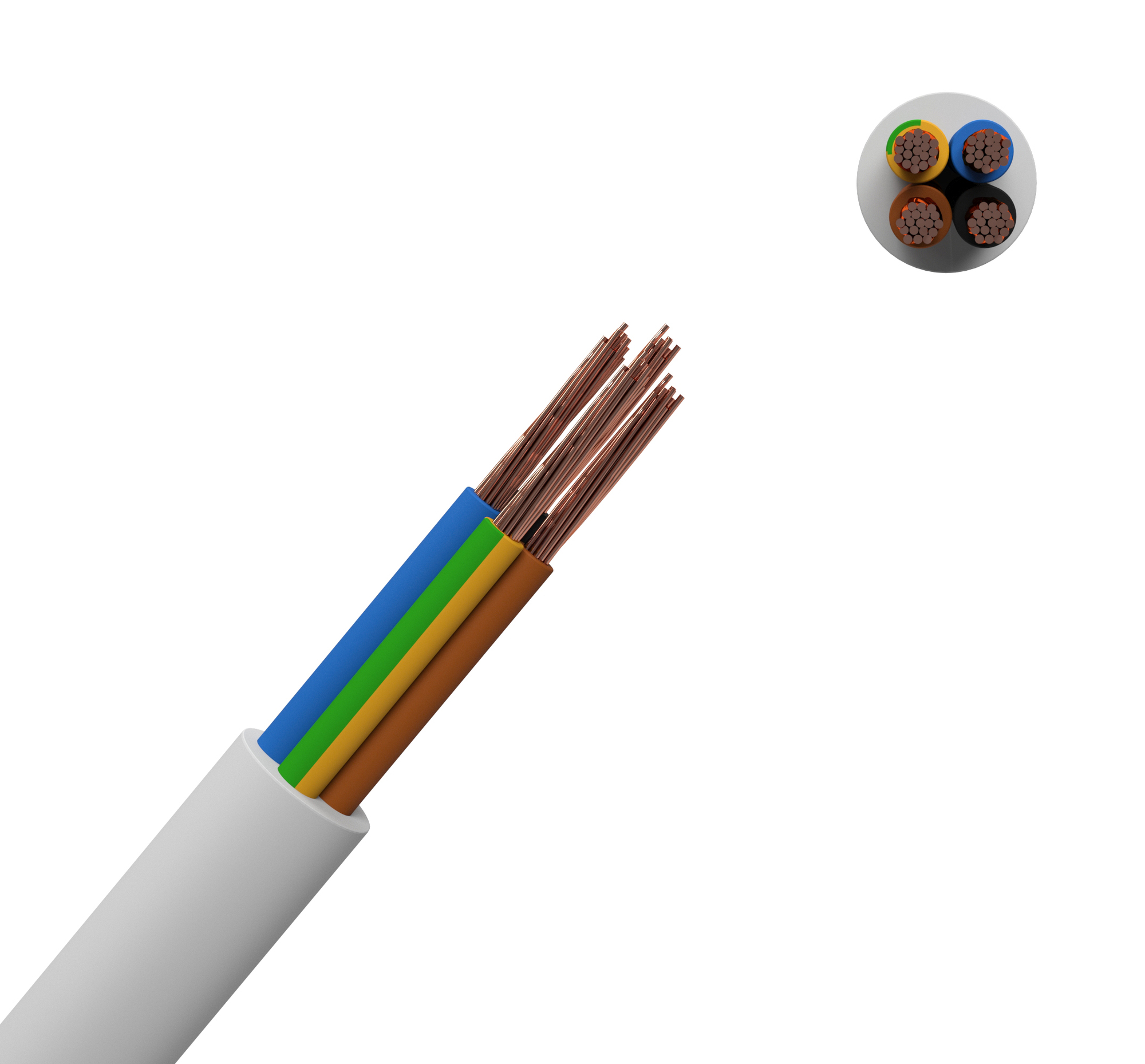 Провод ПВС 3х0,75+1х0,75белый (50м) ТРТС