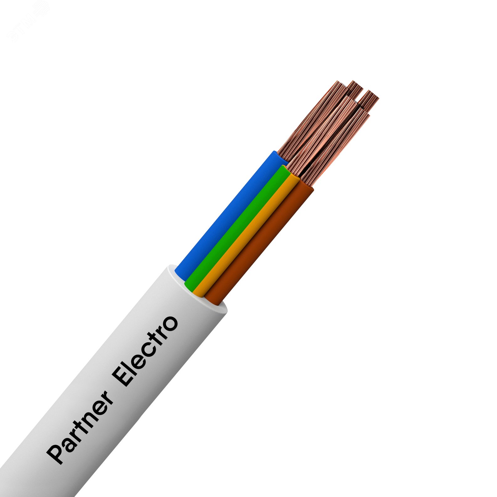 Изображение товара Провод ПВС 4х6+1х6 белый на барабане для электрических соединений