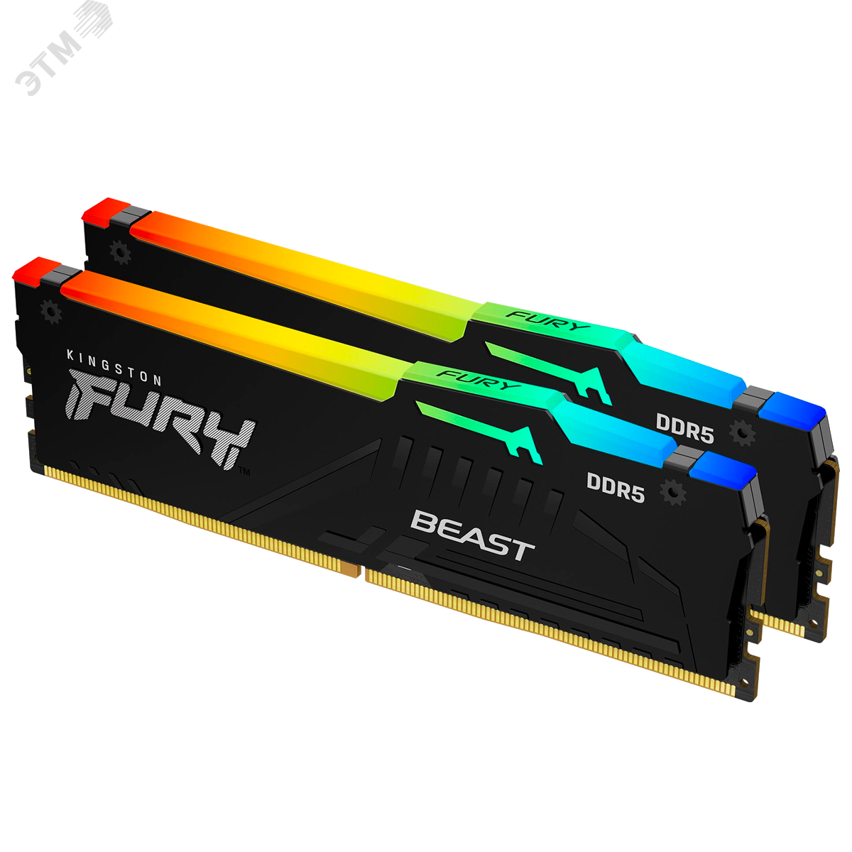 Изображение товара Модуль памяти FURY Beast RGB XMP 16ГБ, DDR5, DIMM, 5200 МГц, 41600 Мб/с (комплект 2 модуля) (шт)