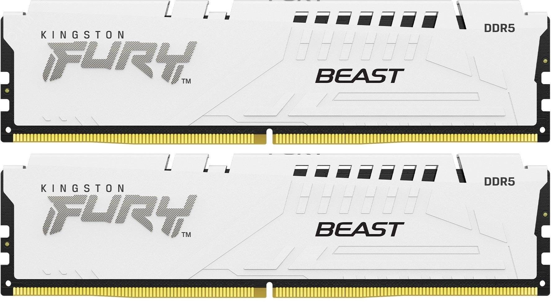 Изображение товара Модуль памяти FURY Beast White EXPO 32ГБ, DDR5, DIMM, 6000 МГц, 48000 Мб/с (комплект 2 модуля) (шт)