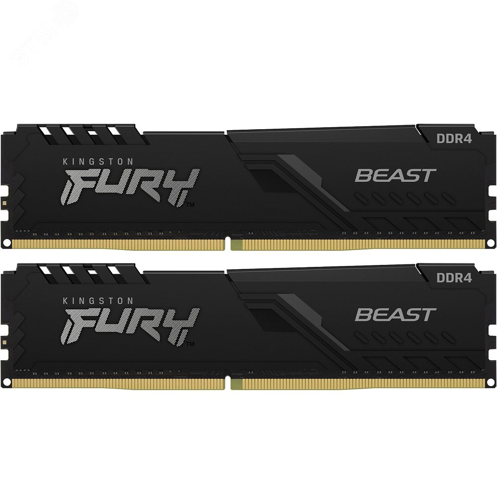 Изображение товара Модуль памяти FURY Beast Black 16ГБ, DDR4, DIMM, 3200 МГц, 25600 Мб/с (комплект 2 модуля) (шт)