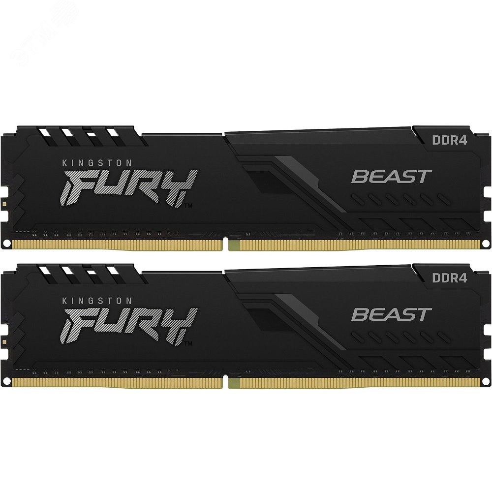 Изображение товара Модуль памяти FURY Beast Black 32ГБ, DDR4, DIMM, 3200 МГц, 25600 Мб/с (комплект 2 модуля) (шт)