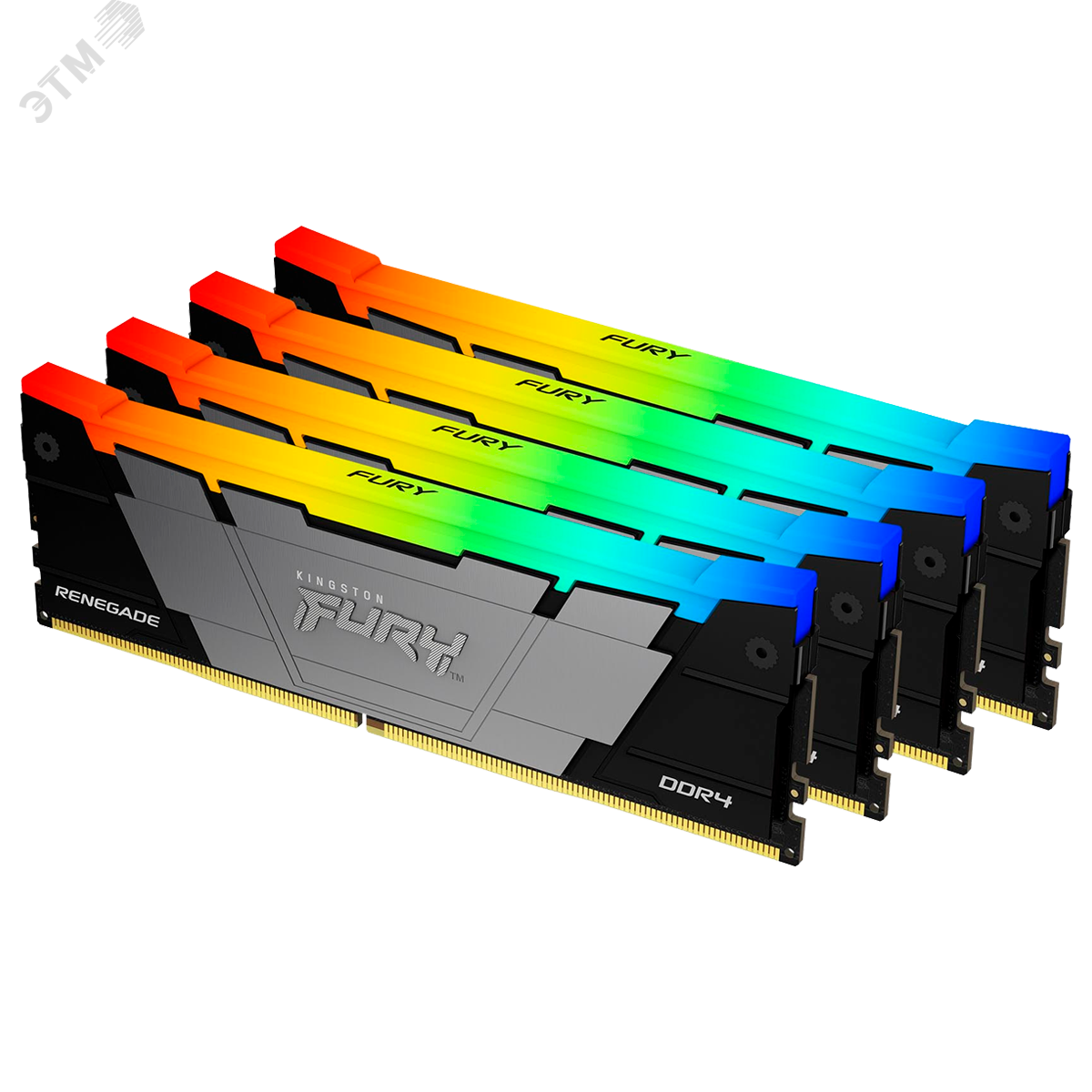 Изображение товара Модуль памяти FURY Renegade RGB 128ГБ, DDR4, DIMM, 3200 МГц, 25600 Мб/с (комплект 4 модуля) (шт)