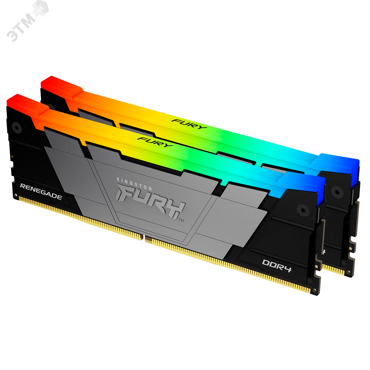 Изображение товара Модуль памяти FURY Renegade RGB 64ГБ, DDR4, DIMM, 3200 МГц, 25600 Мб/с (комплект 2 модуля) (шт)