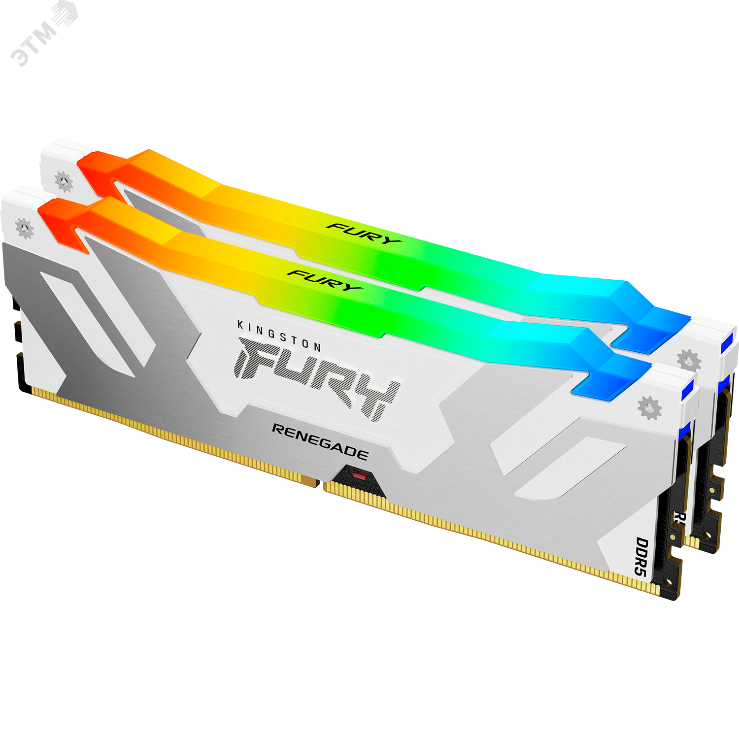 Изображение товара Модуль памяти FURY Renegade RGB White XMP 32ГБ, DDR5, DIMM, 7600 МГц, 60800 Мб/с (комплект 2 модуля) (шт)