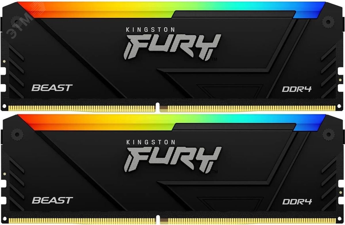 Изображение товара Модуль памяти Kingston FURY Beast RGB 16ГБ DDR4 3600 МГц комплект 2 шт