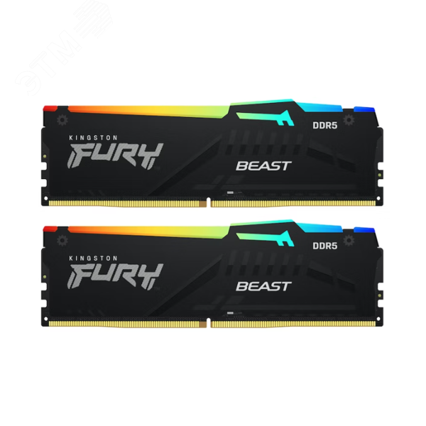 Изображение товара Модуль памяти FURY Beast RGB EXPO 16ГБ, DDR5, DIMM, 6000 МГц, 48000 Мб/с (комплект 2 модуля) (шт)