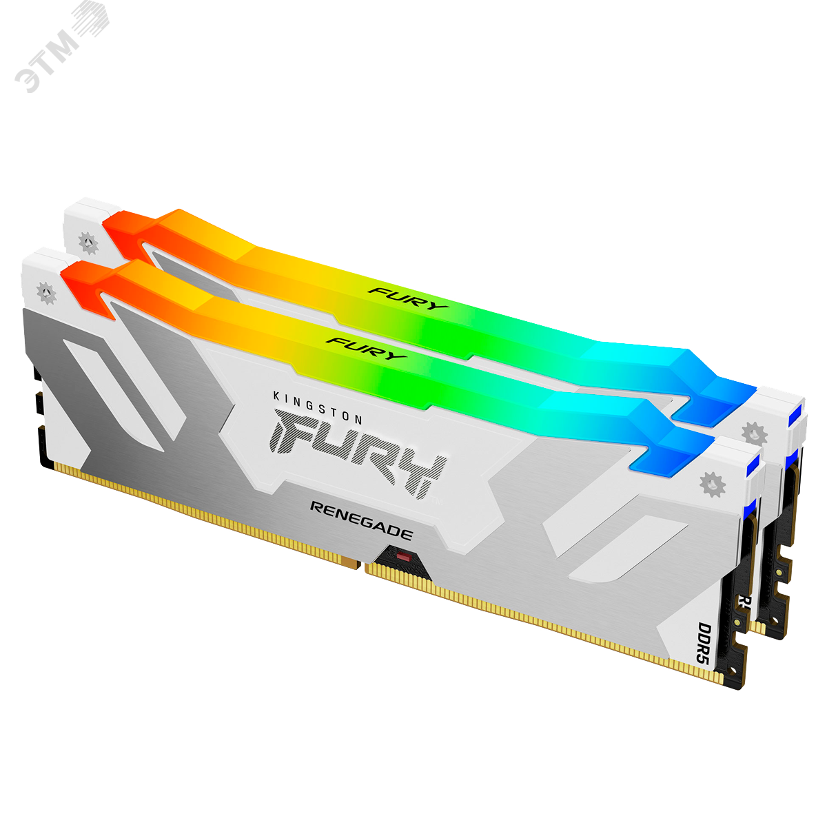 Изображение товара Модуль памяти FURY Renegade RGB White XMP 32ГБ, DDR5, DIMM, 6400 МГц, 51200 Мб/с (комплект 2 модуля) (шт)