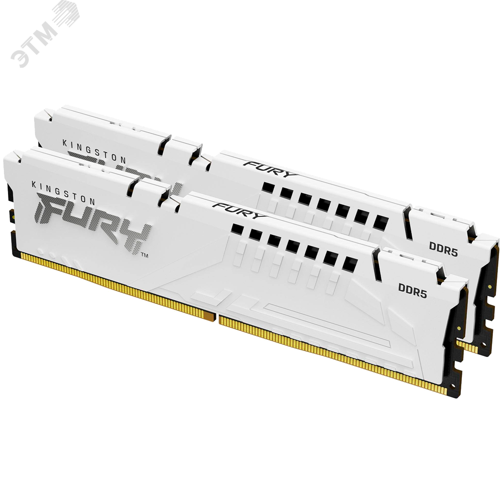 Изображение товара Модуль памяти FURY Beast White XMP 64ГБ, DDR5, DIMM, 5200 МГц, 41600 Мб/с (комплект 2 модуля) (шт)