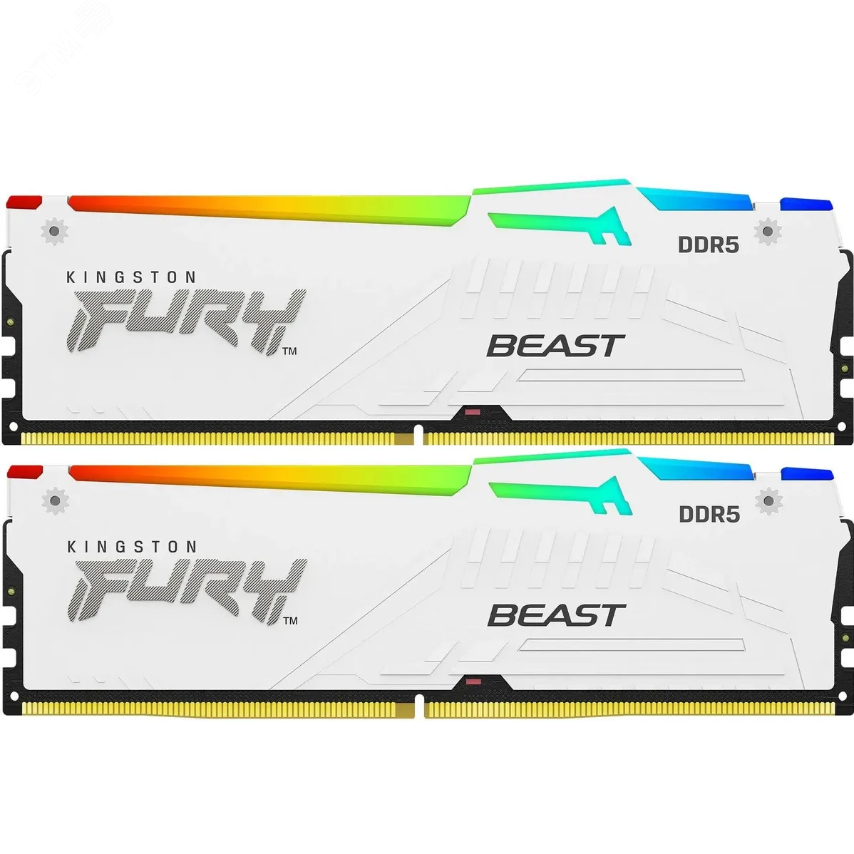 Изображение товара Модуль памяти FURY Beast White RGB XMP 32ГБ, DDR5, DIMM, 6000 МГц, 48000 Мб/с (комплект 2 модуля) (шт)