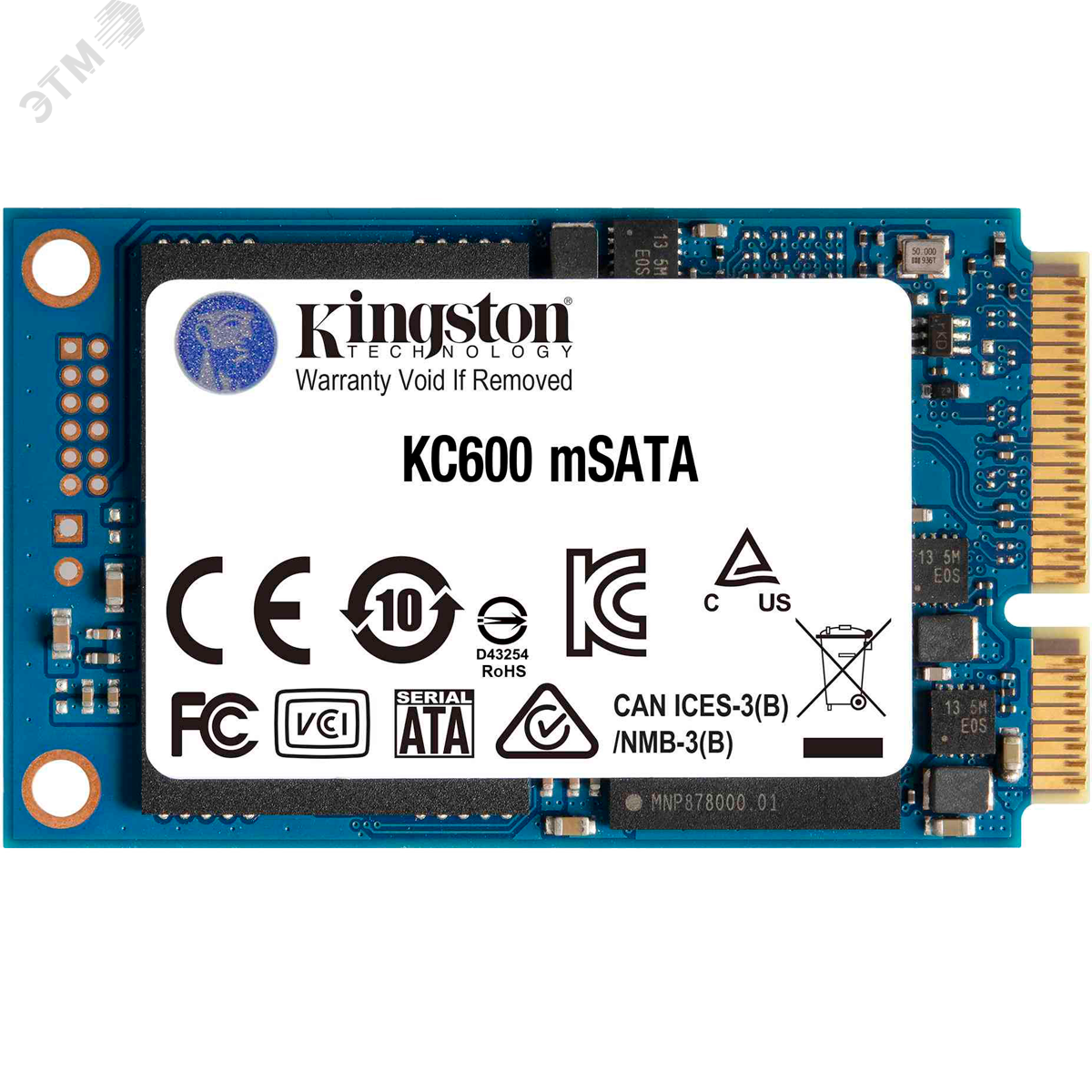 Изображение товара Накопитель SSD mSATA, 1024 ГБ, KC600, SATA III, 3D TLC, 550/520 МБ/с, DRAM 1024MB, TBW 600 (шт)