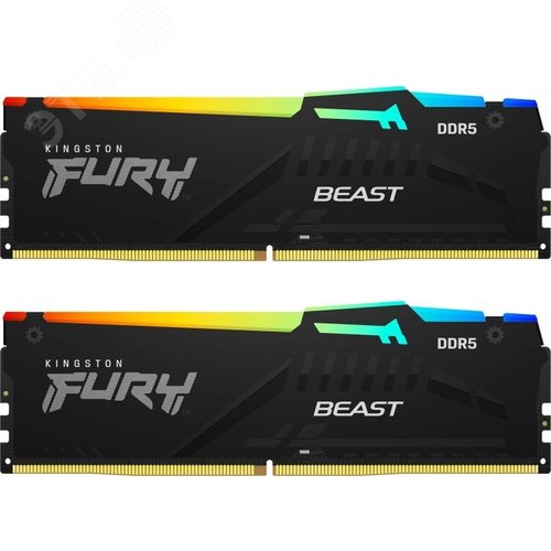Изображение товара Модуль памяти FURY Beast RGB XMP 16ГБ, DDR5, DIMM, 5600 МГц, 44800 Мб/с (комплект 2 модуля) (шт)