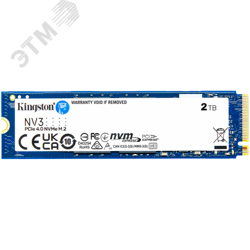 Изображение товара Накопитель SSD M.2 2280 2 ТБ NV3, PCIe 4.0 x4, 3D NAND, 6000/5000 Мб/с (шт)