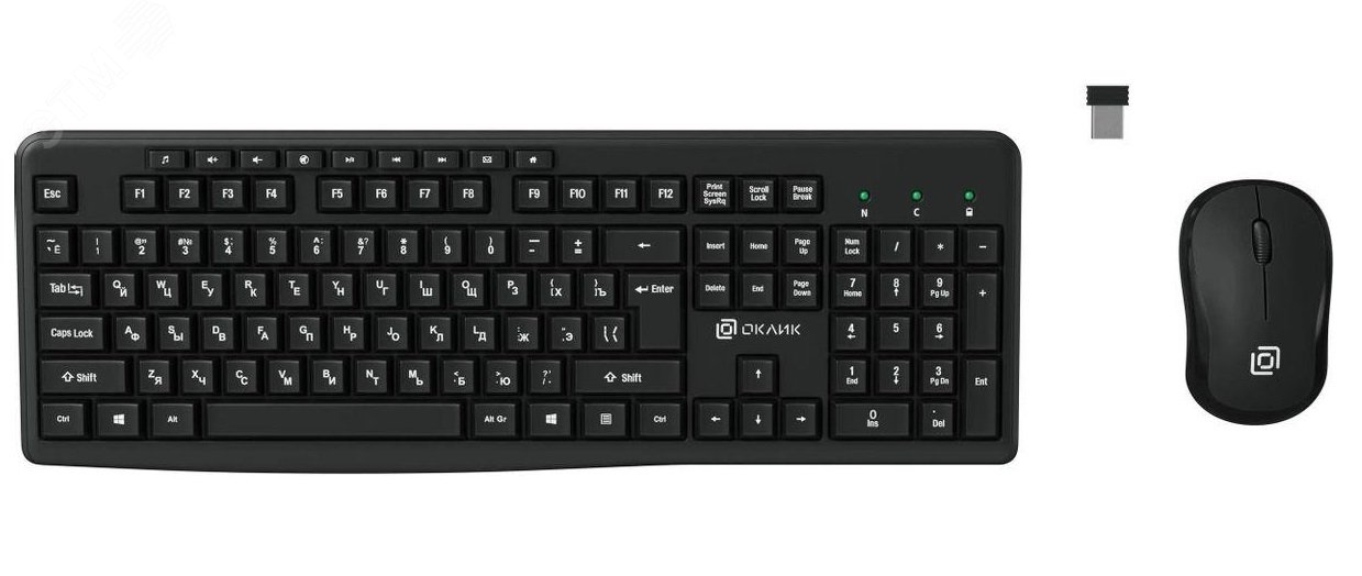 Изображение товара Комплект беспроводная клавиатура и мышь Oklick 225M USB мультимедиа черный Изображение товара Комплект беспроводная клавиатура и мышь Oklick 225M USB мультимедиа черный