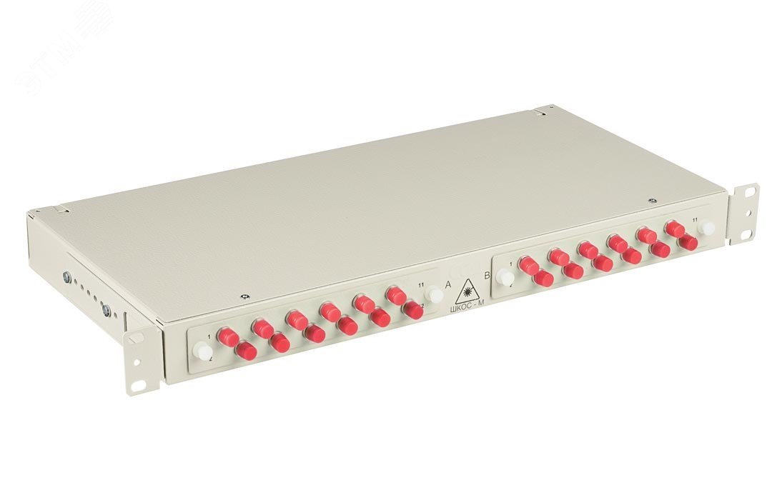 Изображение товара Кросс телекоммуникационный ШКОС-М 1U/2 с сменными планками для адаптеров SC FC ST