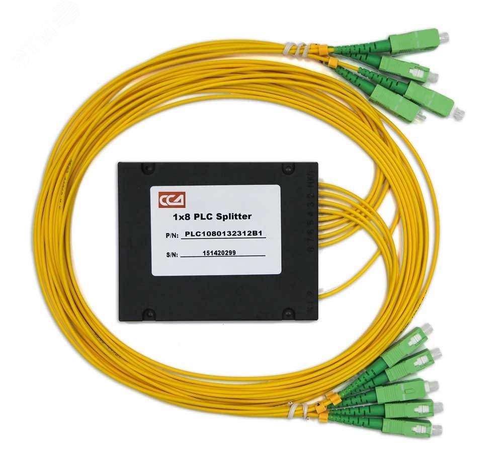 Изображение товара Разветвитель оптический РО-1х8 для пассивных сетей 1,0 м SC/APC