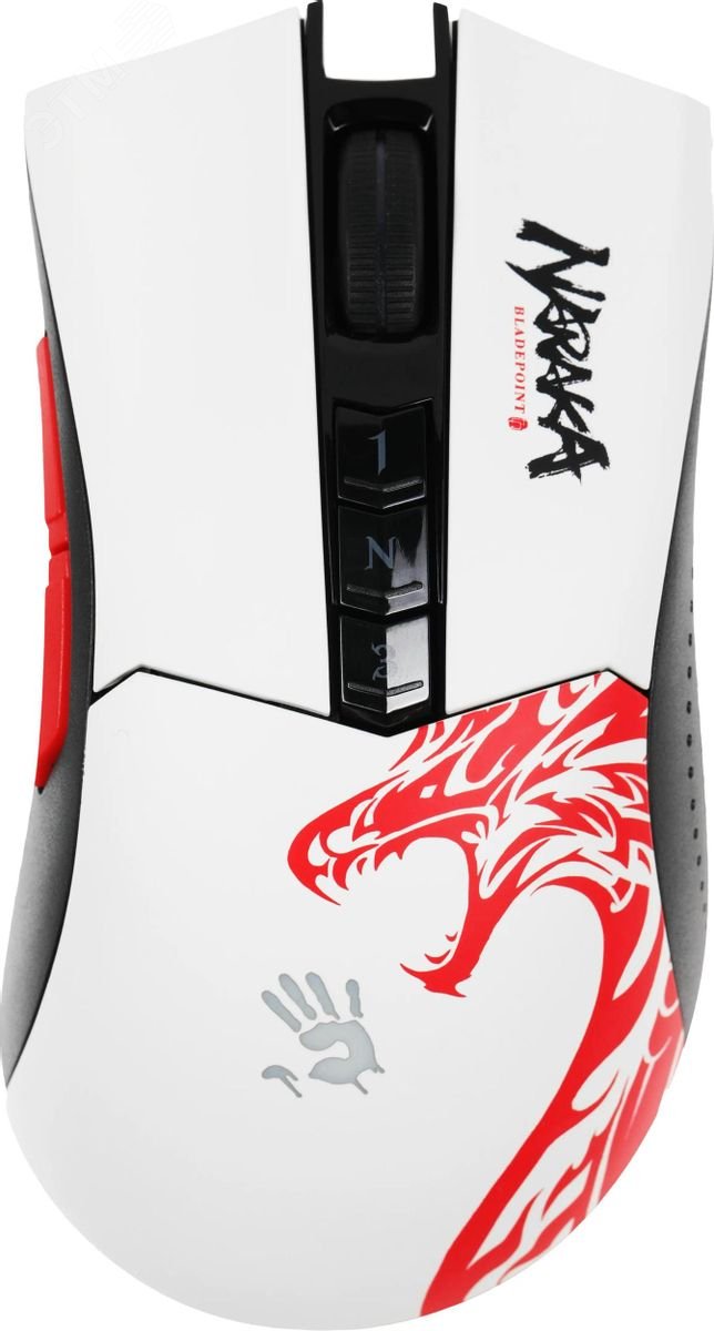 Изображение товара Мышь беспроводная Bloody R90 Plus Naraka, оптическая, USB, 5000dpi, 7 кнопок, белый/рисунок (шт)