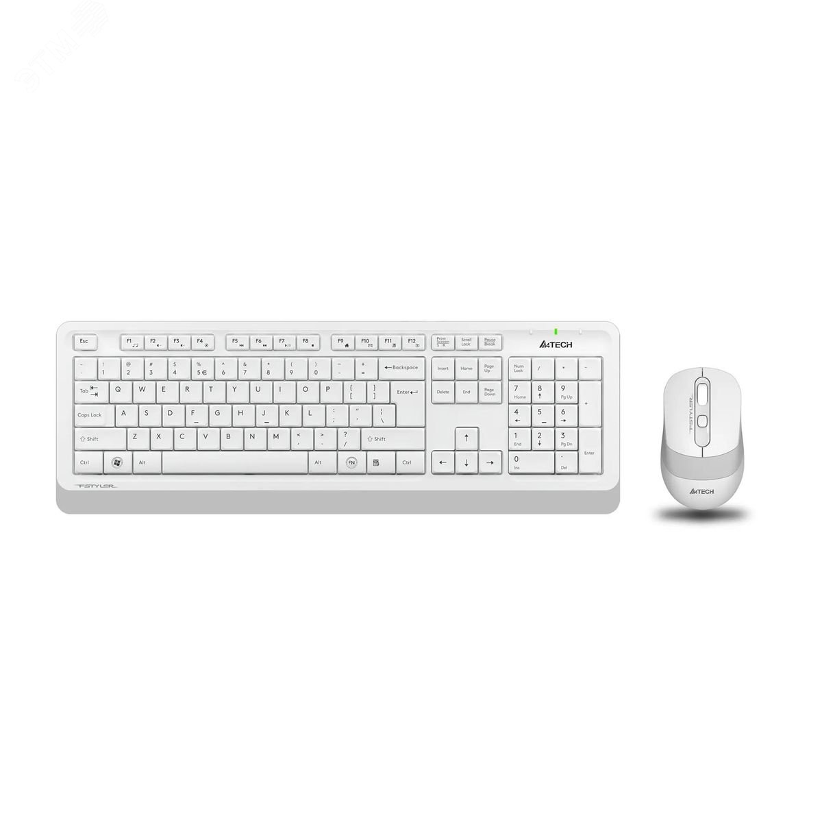 Изображение товара Комплект клавиатура + мышь беспроводная Fstyler FG1010, USB, multimedia, белый/серый (шт)