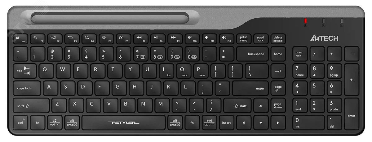 Изображение товара Клавиатура беспроводная Fstyler FBK25, USB, BT/Radio, slim, multimedia, черный/серый (шт)