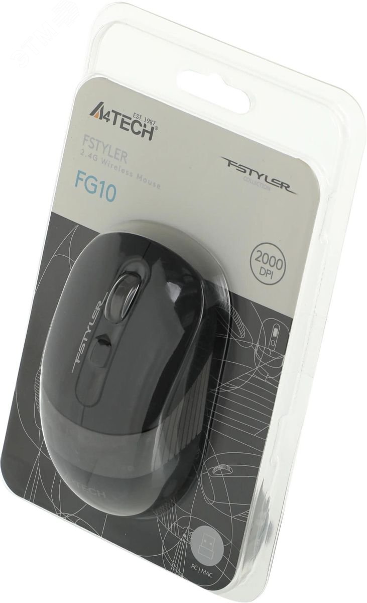 Изображение товара Беспроводная мышь A4Tech FG10 оптическая 2000dpi USB черная/серая