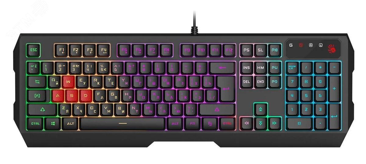 Изображение товара Клавиатура Bloody B140N, USB, Multimedia for gamer LED, черный (шт)