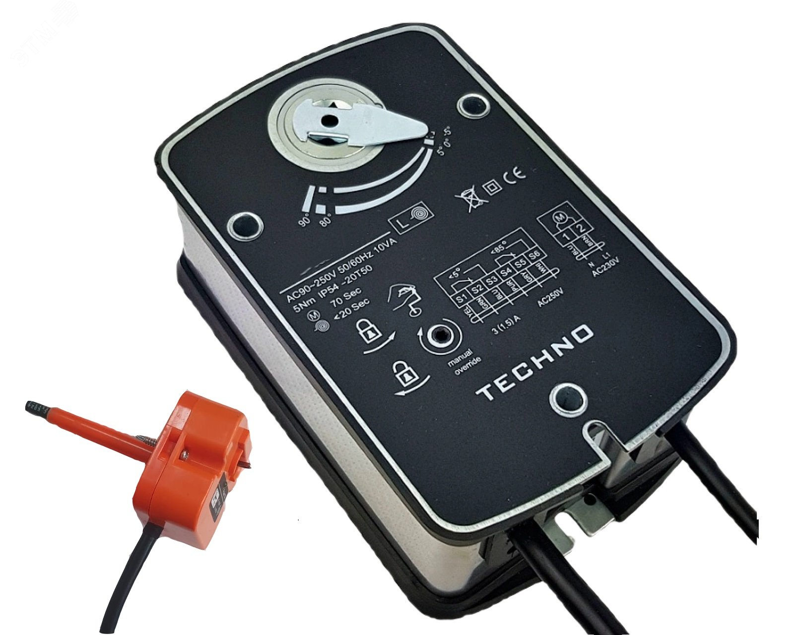 Изображение товара Электропривод противопожарный Techno SF-05DFS/24V с возвратной пружиной Изображение товара Электропривод противопожарный Techno SF-05DFS/24V с возвратной пружиной