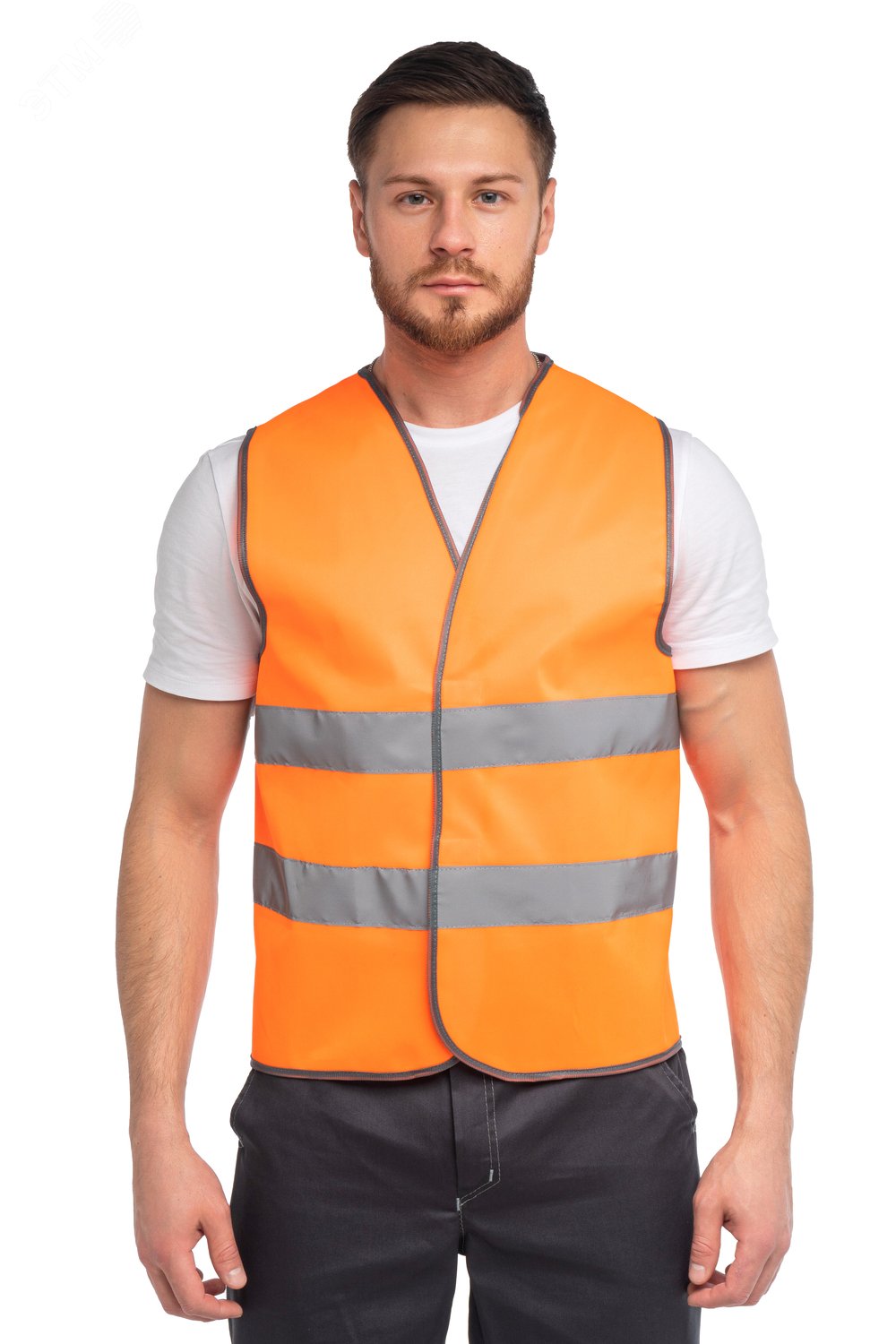 Изображение товара Жилет сигнальный арт. J02 цв. оранжевый флуоресцентный р. XL 104-108/170-188 (шт)