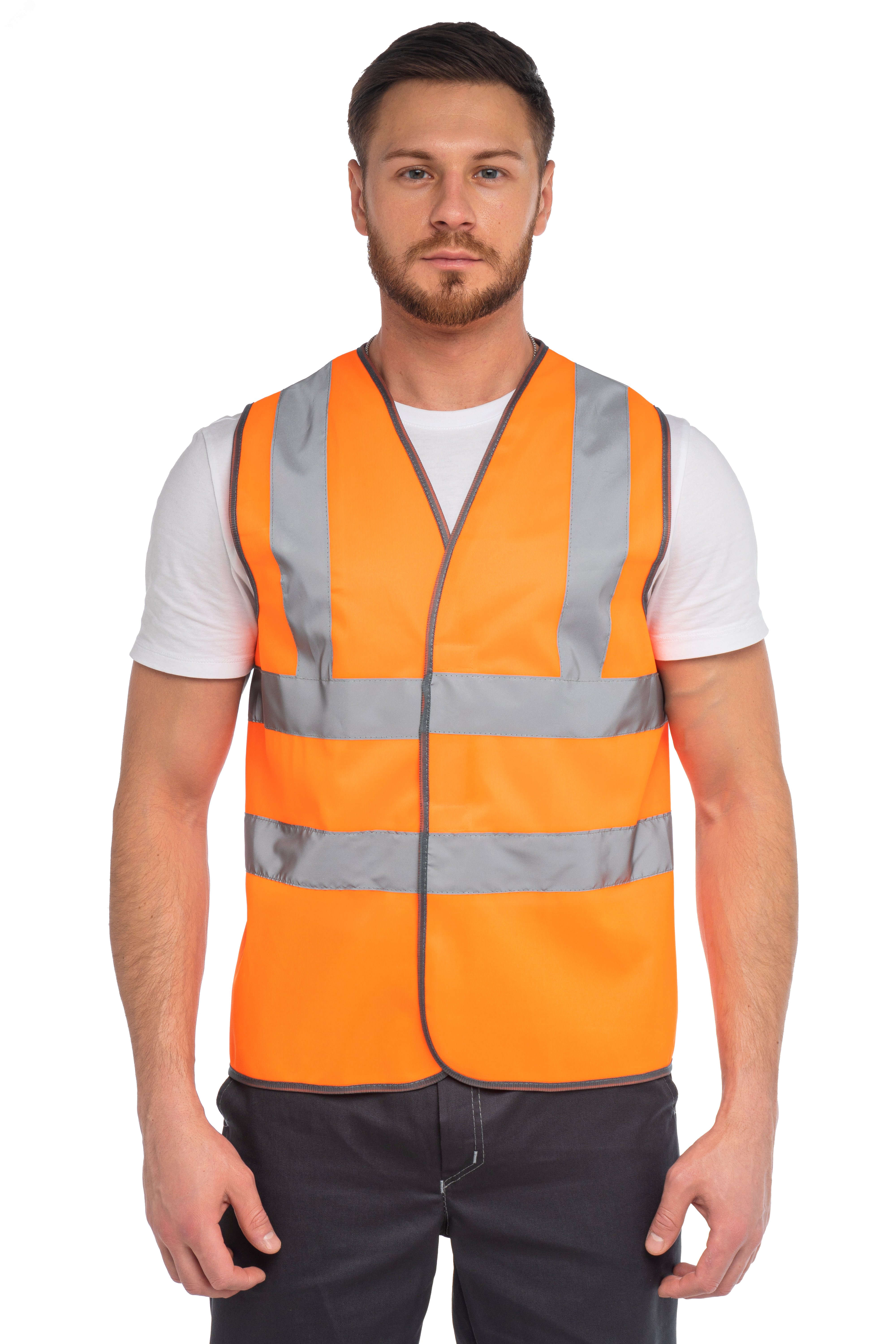 Изображение товара Жилет сигнальный арт. J04 цв. оранжевый флуоресцентный р. M 88-92/170-188 (шт)