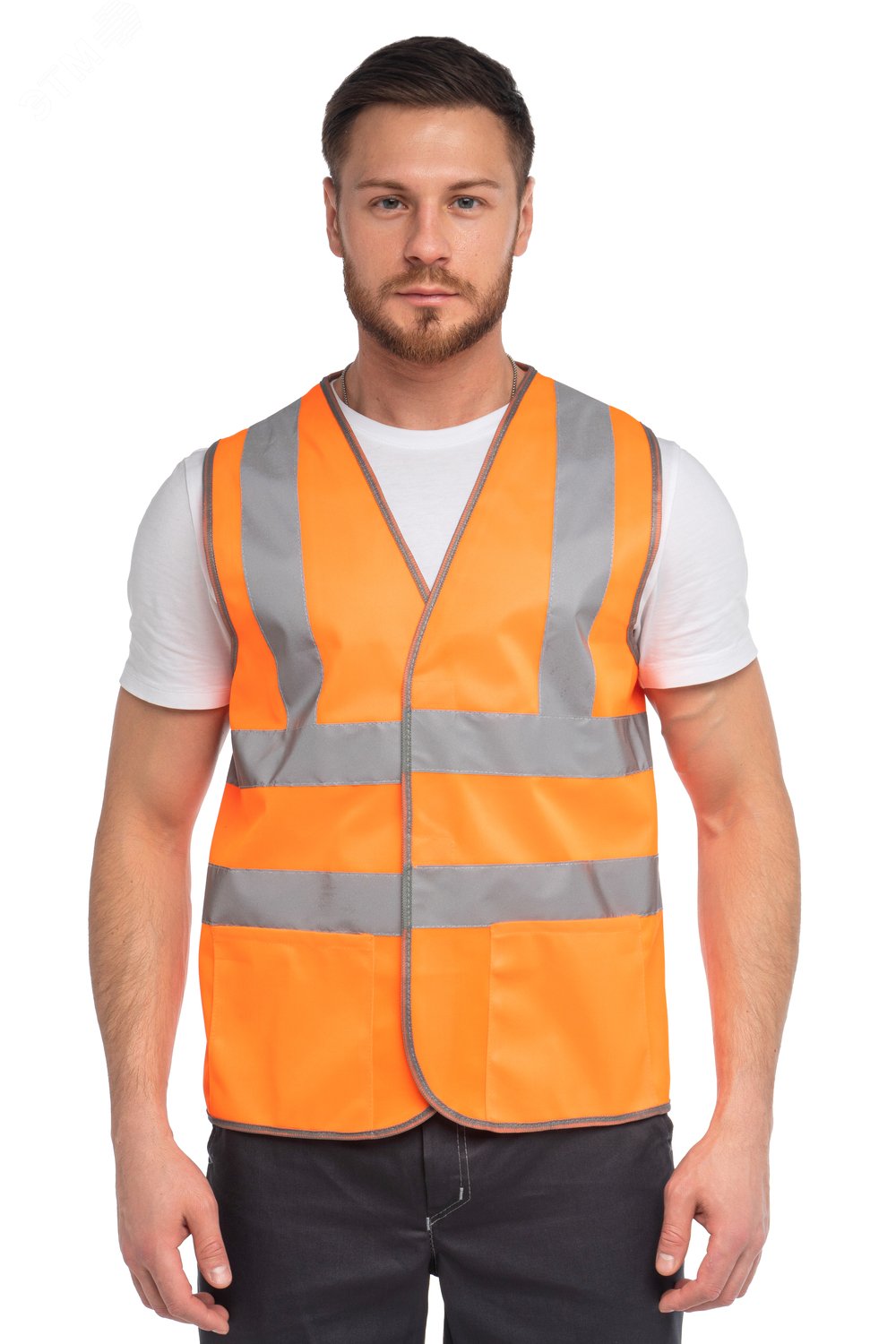 Изображение товара Жилет сигнальный арт. J04К цв. оранжевый флуоресцентный р. M 88-92/170-188 (шт)
