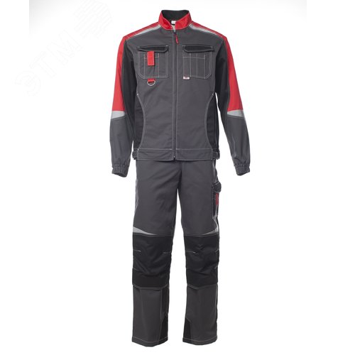 Изображение товара Костюм мужской ФОРМУЛА, куртка/полукомбинезон, цвет темно-серый/красный/чёрный, р. 52-54/182-188 (компл)