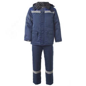 Изображение товара Костюм утеплённый мужской СТАНДАРТ куртка полукомбинезон цв. т/синий с васильковым тк. Грета с СОП 48-50 96-100, 170-176 (КОМПЛ)