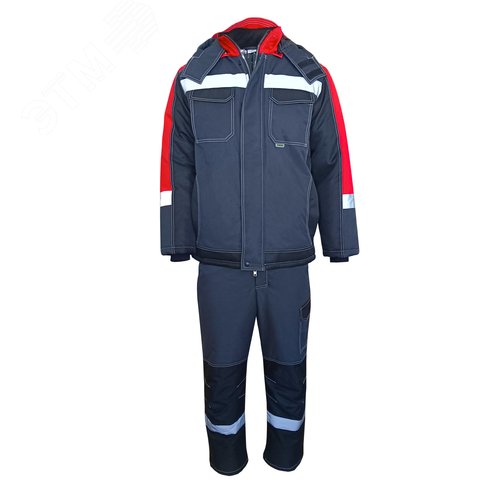 Изображение товара Костюм утеплённый мужской Юкон-Мембрана ЮП-2 куртка, полукомбинезон, цв. т.серый, чёрный, красный, р. 60-62/170-176 (компл)