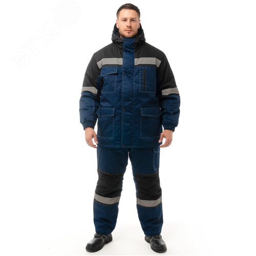 Изображение товара Костюм Эдельвейс куртка брюки, синий с черным 56-58 112-116-170-176 (комп)