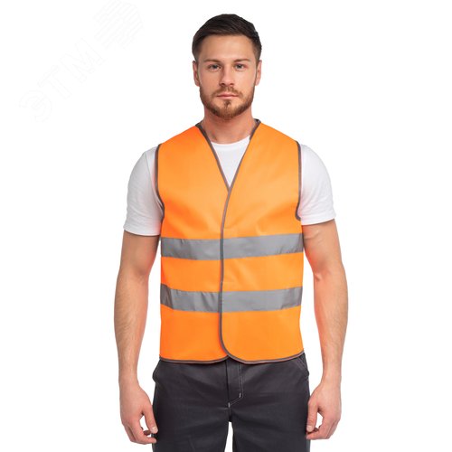Изображение товара Жилет сигнальный арт. J02 цв. оранжевый флуоресцентный р. 2XL 112-116/170-188 (шт)