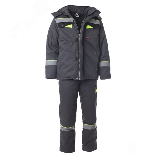 Изображение товара Костюм Корвет с СОП зима куртка ткань, брюки цвет темно-серый,черный,лимон 60-62, 120-124, 170-176 (комп)