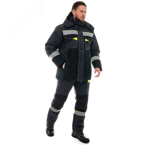 Изображение товара Костюм утеплённый мужской Орегон-Мембрана ОП-2, куртка и полукомбинезон, цвет темно-серый, черный, лимон 64-66/170-176 (шт)