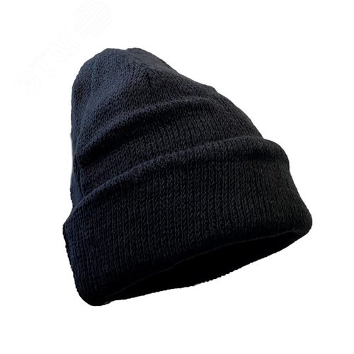 Изображение товара Шапка полушерстяная 30 % шерсти цв. чёрный (шт)