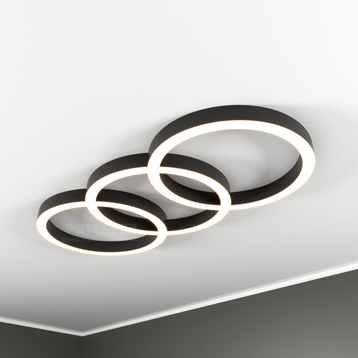 Светильник светодиодный RVE-LBX-CHAIN-3X-1350-N (Цепь из трех колец 1350х600х70мм 125Вт Накладной 4000К Белый)