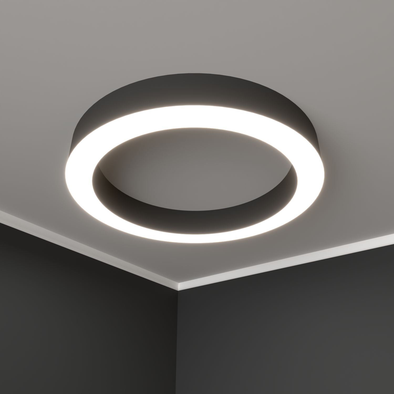 Светильник светодиодный RVE-LBX-HOLE-RING-1200-N (Кольцо 1200х1200х100мм S80мм 88Вт Накладной 4000К Белый)