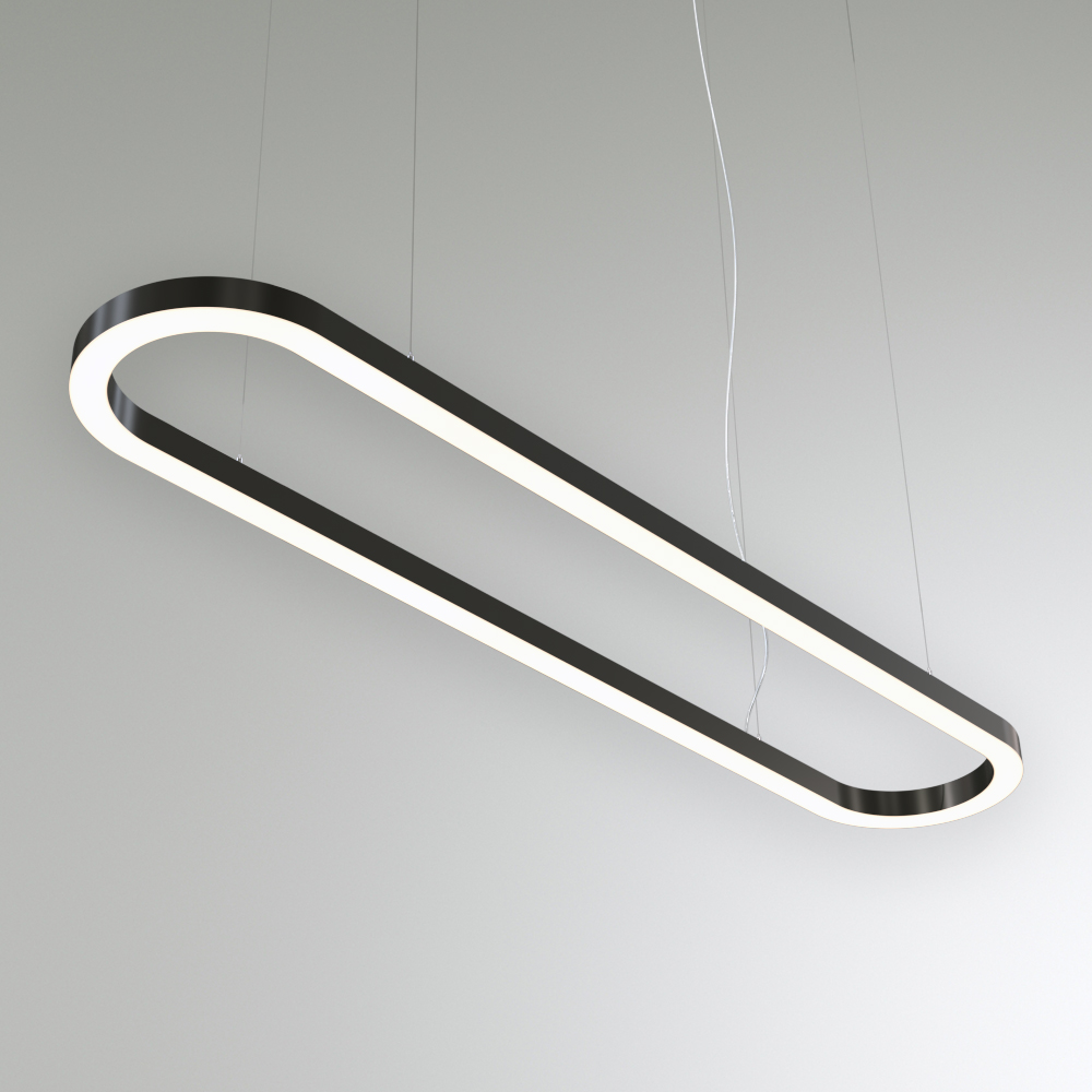 Светильник светодиодный RVE-LBX-HOLE-LARGO-2000-P (Овал с отверстием 2000х350х100мм S80мм 104Вт Подвесной 4000К Белый)