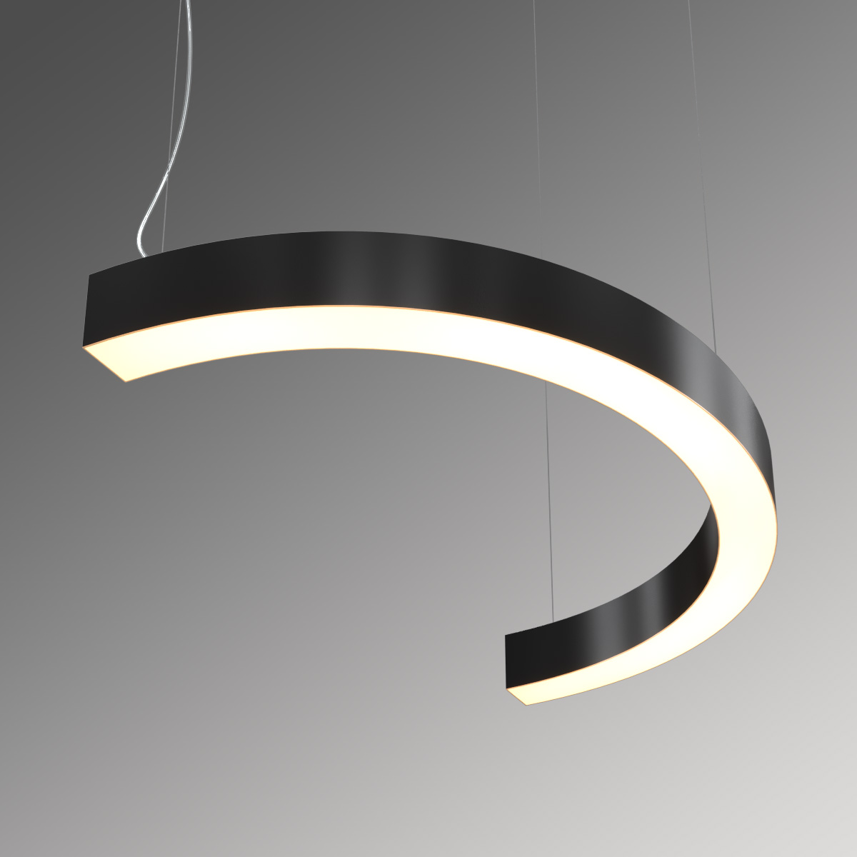 Светильник светодиодный RVE-LBX-ARCO-1600-P (Полукольцо 1600х800х100мм S80мм 60Вт Подвесной 4000К Белый)