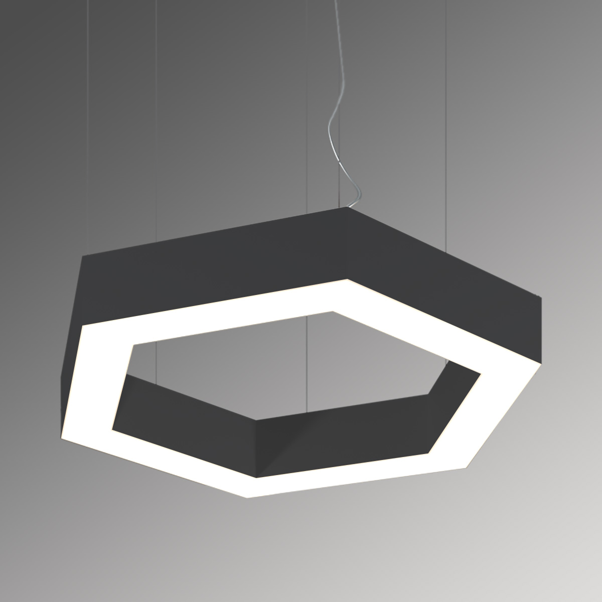 Светильник светодиодный RVE-LBX-HOLE-HEXA-1950-P (Шестиугольник с отверстием 1950х1689х100мм S80мм 143Вт Подвесной 4000К Белый)